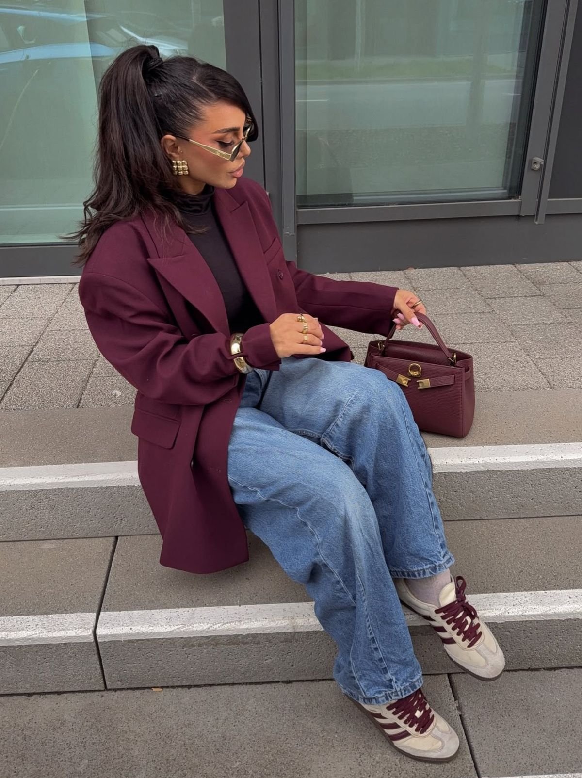 burgundy fall outfit ideas 1